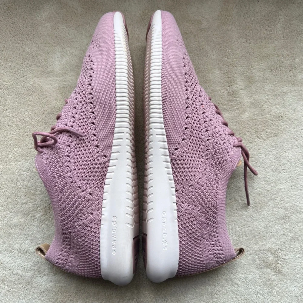 Cole Haan Rose Pink‎ Knit Lace Up Sneakers Women 9.5 B Athleisure Comfort Preppy